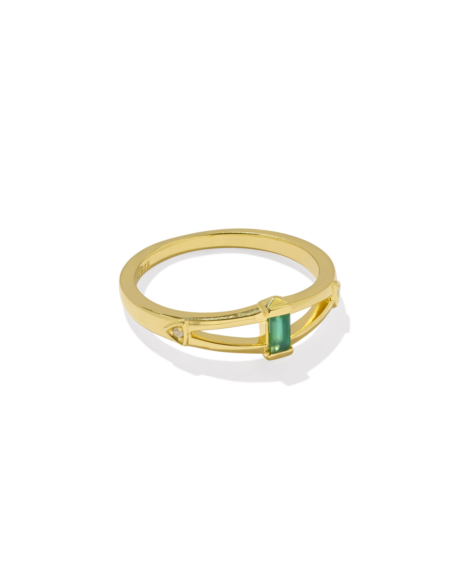 YoTreasure 10K Yellow Gold Ring With 0.60 Ct Green Onyx & White Topaz - Women's Gemstone Jewelry Gift
